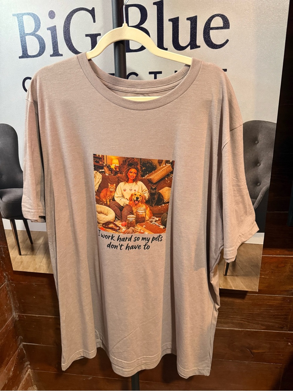 Women’s Graphic Tee - Taupe "I Work Hard So My Pets Don't Have To"